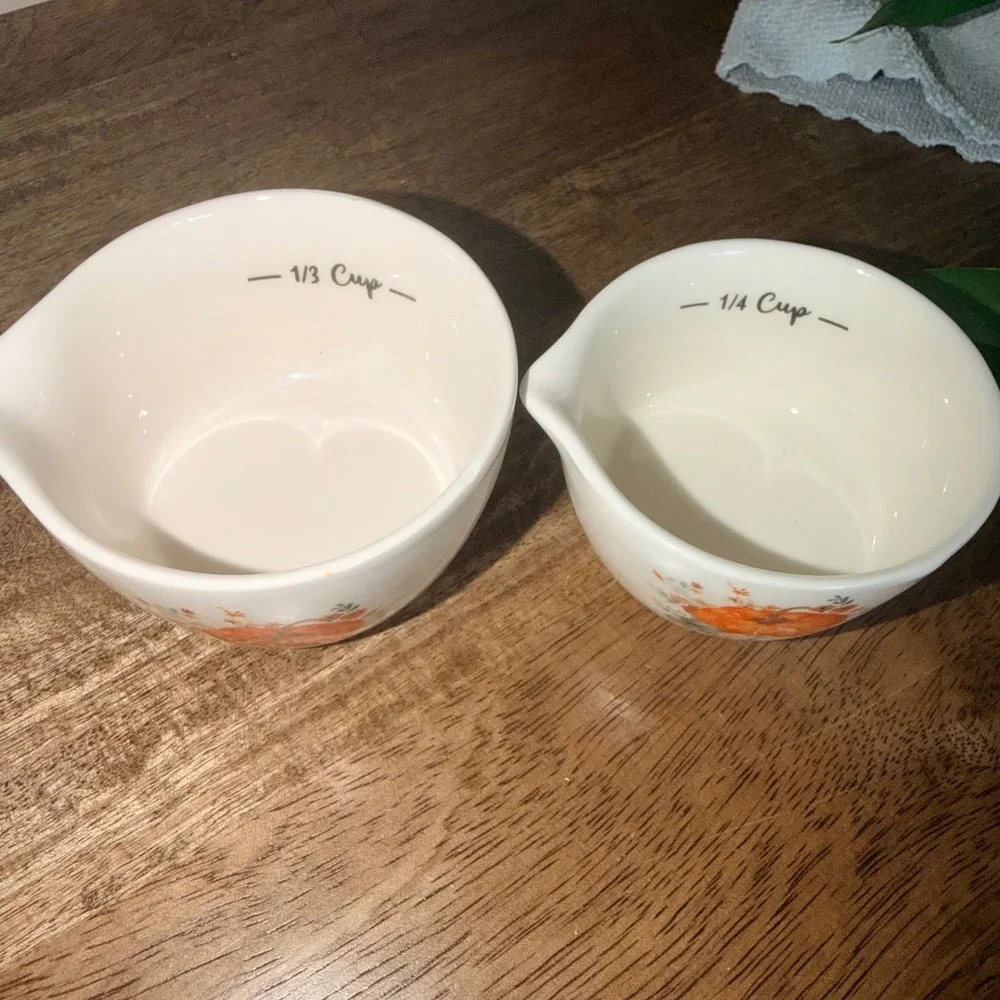 Ashland Pumpkin Measuring Cups Set Ceramic Nesting Cups Kitchen‎ Decor Farmhouse